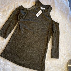 Nyco metallic open shoulder top